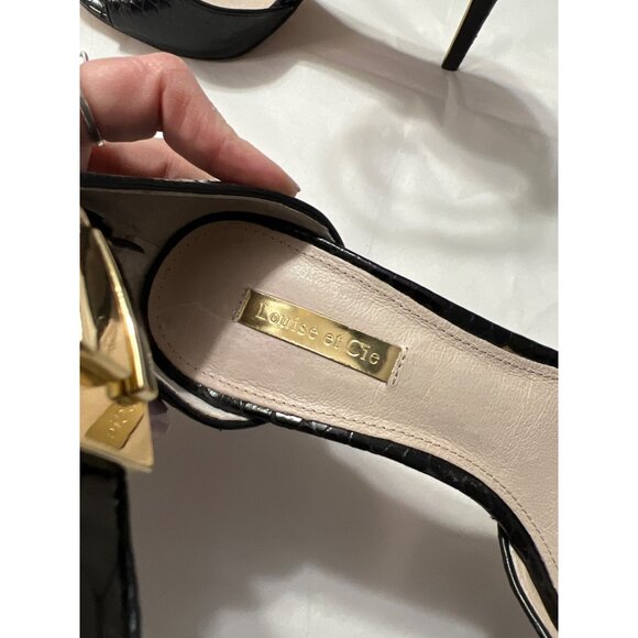 Louise Et Cie Leather Snake Ankle Strap Heels 8 - Picture 10 of 13